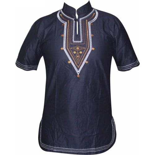 Newest Slim Pan-Africa Embroidered Succunct Dashiki Ankara Vintage Muslim T-shirt lehenga ropa hombre рубашка мужская