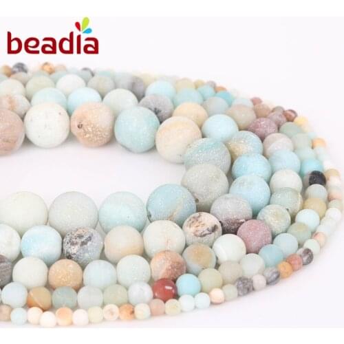 AAA+ Quality Natural Dull Polish Matte Amazon Stone Beads 4/6/8/10/12mm Round Loose Spacer Bead For DIY Bracelet Jewelry Making