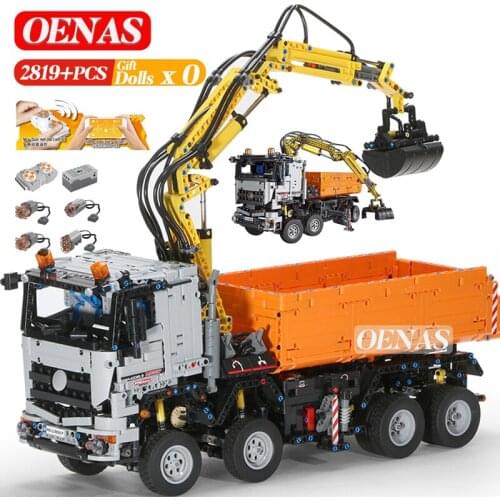 Mould King MOC High-Tech Motorized 20005 Cran Truck Vehicle Large Model Building Blocks Expert Toy For Boys Adult Christmas Gift