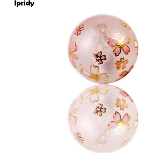 Frosted effect Japan Painting Vintage Japanese Drawing Beads the bottom of Cherry blossoms Flower Pattern 18mm 10 Pcs /lot