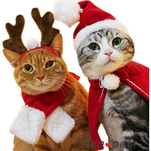 Cute Cat Clothes Small Dogs Cats Santa Costume Kitten Puppy Outfit Warm Winter Pet Dog Clothes Clothing Accessories Christmas