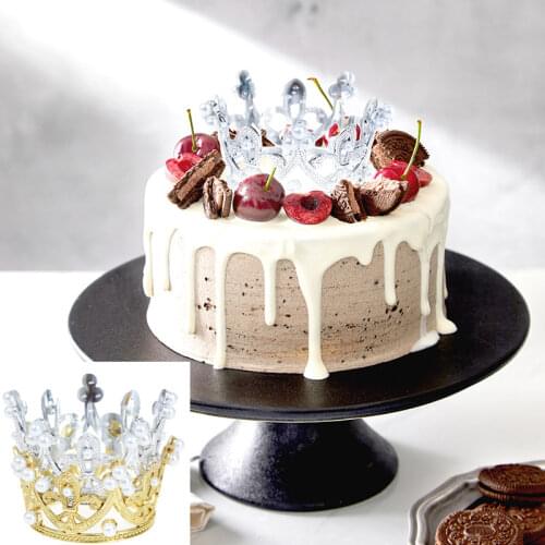 Mini Crown Cake Topper Romantic Pearl Garland Happy Birthday Children Hair Ornaments Wedding Cake Decoration Favors Party 1 PC