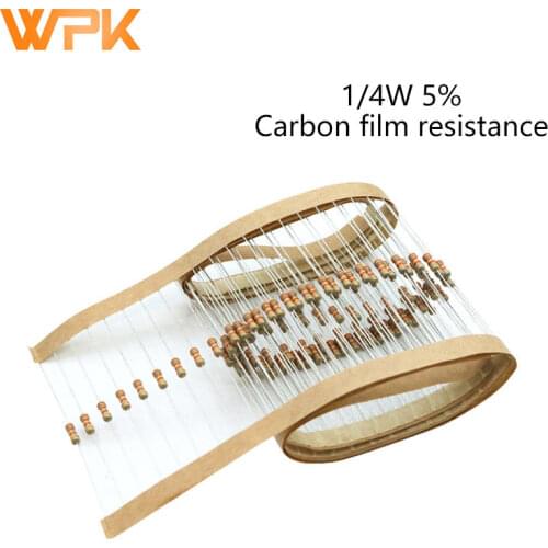 100Pcs 1/4W Carbon Film Resistor Sets 0R-22M 5% Tolerance 1R 2R 3R 3.9R 5.6R 9.1R 10R 13R 27R 39R 10 Ohm Resistance Electronics