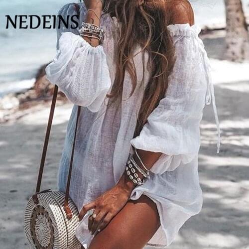 NEDEINS Summer Beach Dress Beachwear Suits Bathing Suit Cover Ups 2020 New Beach Cover Ups Lace Swimsuit Cover Up