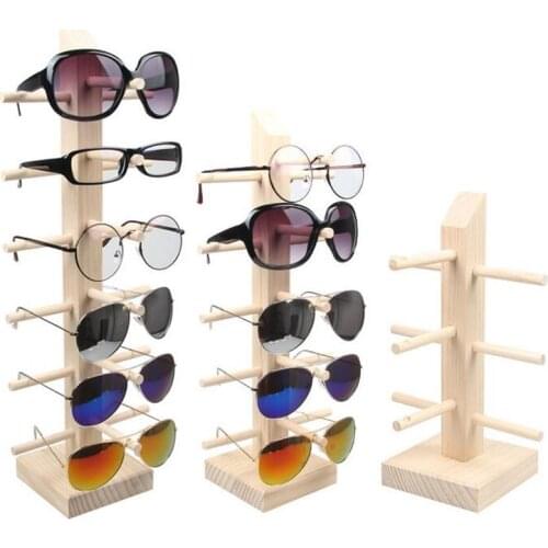 New Fashion Sunglasses Wooden Display Stands Shelf Glasses Display Stand Holder Rack 10 Different Sizes Natural Material