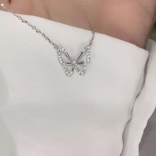 New Fashion Luxury Butterfly Necklace with Zircon Shiny Animal Collar Party Gift Ladies Elegant All-match Jewelry Wholesale