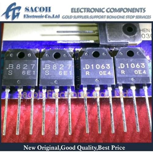 Free Shipping 10Pairs 2SB827 B827 + 2SD1063 D1063 TO-3P NPN PNP Epitaxial Planar Silicon Transistors