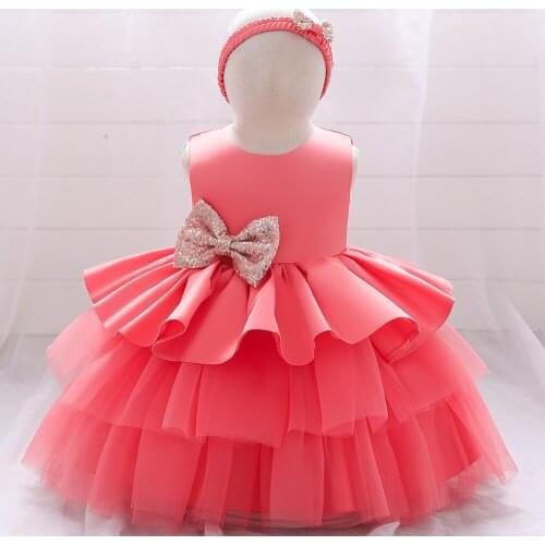 Toddler Baby Girls Baptism Sequins Dress Christmas Princess 1st Birthday Christening Big Bow Kids Dress for Baby Girl Vestidos