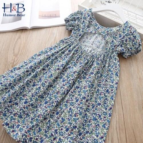 Humor Bear Girls Dress New Summer Princess Clothing Floarl printed Backless Kid Party Holiday Beautiful Dresses