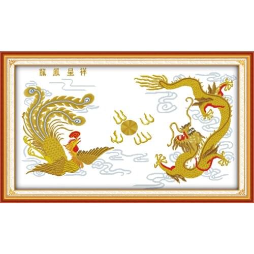 Joy sunday Chinese style Dragon and phoenix dragon cross stitch patterns floss for embroidery wall painting