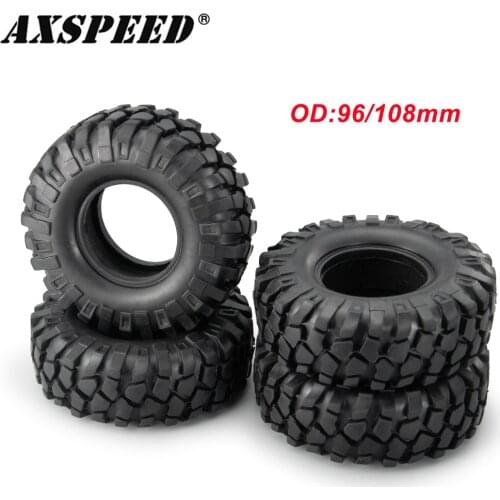 AXSPEED 4PCS 1.9 inch Rubber Tires with Foam Inserts 96/108mm for 1/10 RC Rock Crawler Axial SCX10 D90 D110 Tamiya CC01 Tyres
