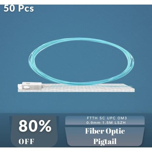 SC UPC Fiber Optic Pigtail Simplex Multimode OM3 9/125 0.9mm 1.5M LSZH Patch Cord 50PCS