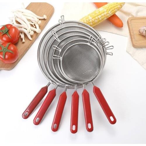 Justdolife Stainless Steel Kitchen Flour Handheld Screen Mesh Strainer Flour Sieve Oil Strainer Colander Kitchen Tools