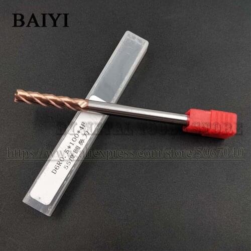 HRC55 4 Flute Corner End Mill Tungsten Carbide Steel CNC Ball Nose End mill tools Milling Cutter lathe angle R0.5 D6 L100 Metal