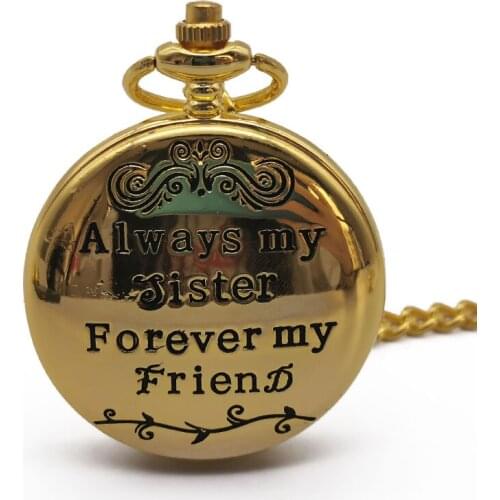 Unique Lettering Always My Sister Quartz Pocket Watch Best Christmas Gifts For Sister Who Loves You Most