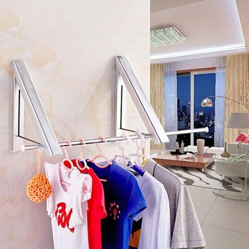 Clothes Hanger Invisible Foldable Aluminum Folding Drying Rack Drying Towel Hanger Stand with 2 Shelves Space-saving Hangers