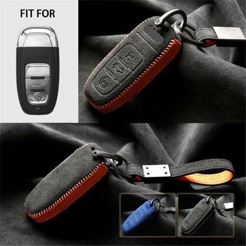 Suede Leather Remote Start Car Key Case Cover Bag Fob Protector Holder Auto Accessories Shell For Audi A3 A4 A5 A6 Q3 Q5 S7 S8