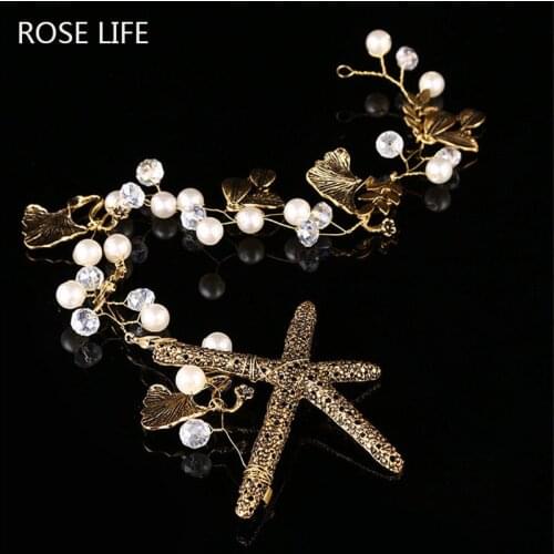 ROSELIFE 2018 Fashion bride tiara handmade headband pearl crystal wedding head accessories women bijoux cheveux