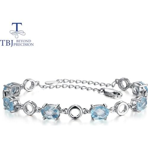 TBJ,new design bracelet natural gemstone sky blue topaz 925 sterling silver fashion jewelry for lady suitable for summer wear