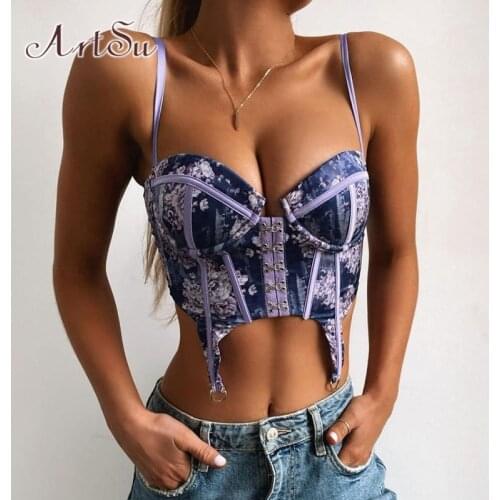 ArtSu Bodycon Y2K Women Camisole Sexy Streetwear Casual Basic Female Crop Tops Fashionable 2020 Clothing Sleeveless Vest VE52435