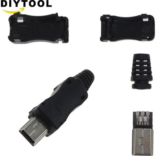 10 pcs/lot USB Male 5 Pin With Sheath Plastic Shell Micro USB Connector Jack Tail Phone Plug Mini Sockect Terminals Cover Solder