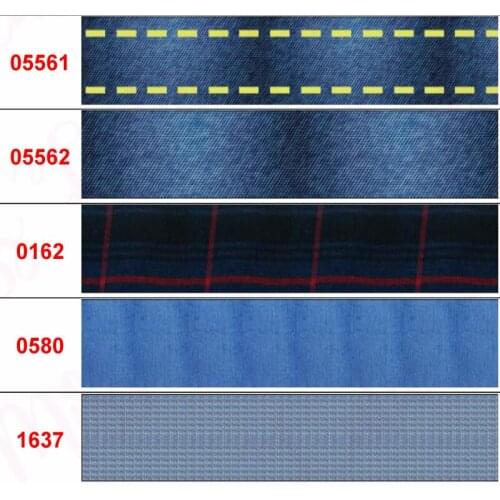 16mm-75mm Denim Series Printed Grosgrain/Foe Ribbon Hole Jeans DIY Hair Bowknots 50yards/roll Cloth Making