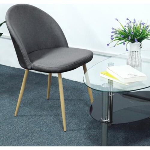 2 Pieces Woven Fabric Chair Top Iron Leg Chair Cushion Seat Lounge Chair Dining Chair Meeting Chair Household Furniture HWC