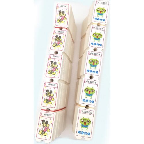 2000 pcs lot lottery tickets 50mm*30mm redemption long tickets for video games machine