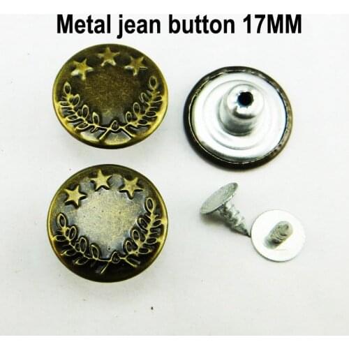 50PCS 17MM LETTER BRONZE TONE metal jeans button sewing clothes accessories JMB-067