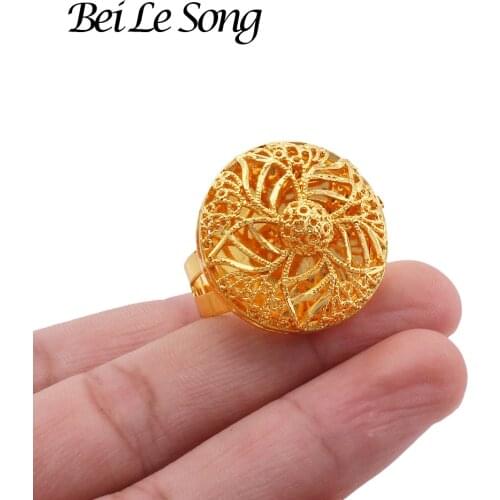 African fashion 24K gold plated adjustable flower Rings fine jewelry wedding accessories jewellery Womens ring gifts for women