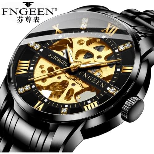 FNGEEN Watch Men Watches Automatic Analog Watch Hollow Luminous Waterproof Student Simple Fashion Mens Watch Relogio Masculino