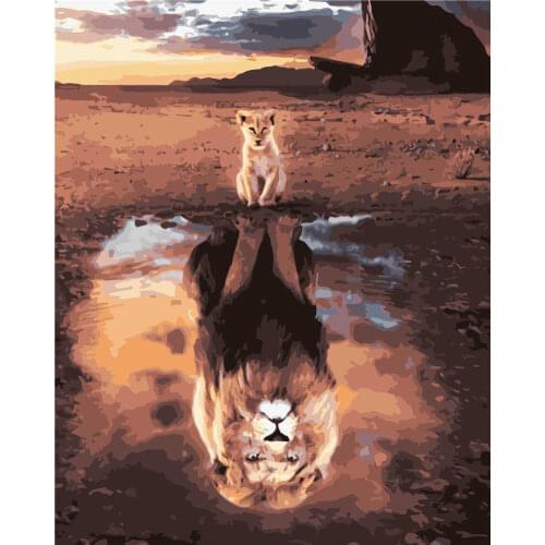 The king of the deep forest animal digital oil painting very beautiful wall decoration paintings need to be painted by yourself