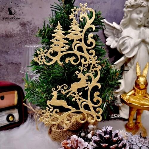 Panalisacraft Christmas tree deer border Metal cutting dies dis Scrapbooking Card Making Album Embossing Stencil Decoration