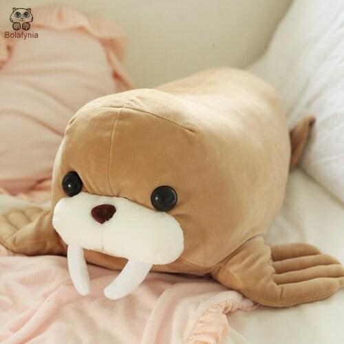 BOLAFYNIA Children Plush Toy Brown walrus down cotton walrus pillow Baby Kids Stuffed Toy for Christmas Birthday gift