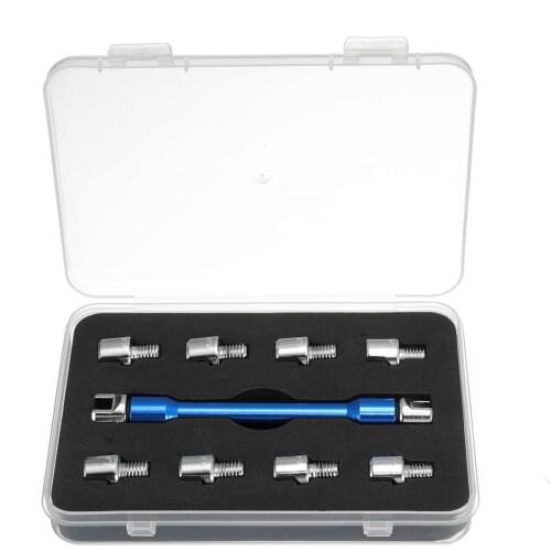 1pcs Motorcycle Spoke Wrench with 10 Pieces Hardened Tips 5.0~6.8 Set For Most Motorbikes For Tyre Steel Wire Adjustment