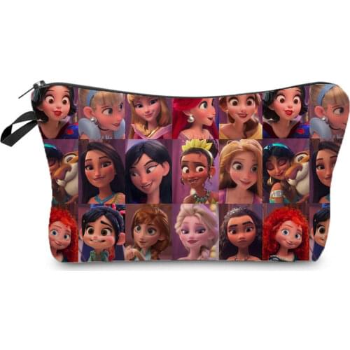Disney Princess Printing Makeup Bag Pretty Girl Organizer Bag Fashion Child Candy Bag Mini Travel Cosmetic Bag Custom Pattern