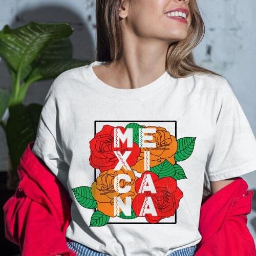Mexicana Shirts Mexico Latina Shirt for Mexican Gift Rose Flower Print Cabrona Pero Inspired Cute Summer Top Tees 100% cotton