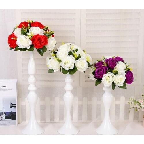 Metal Candle Holders Flowers Vase/Stand Candlestick White Candle Holder Floor Vase Wedding/Table Centerpieces 03