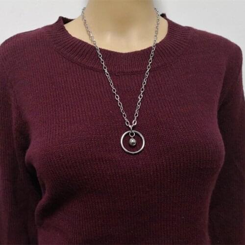 Fashionable wild cool personality hip hop bead circle titanium steel men and women necklace long sweater chain hot sale