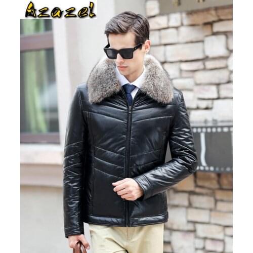 Male Winter Detachable hat Coats New male Slim Fashion Jackets Korean Plus Size Mens Sheep skin Leather jacket Men Warm Outwear