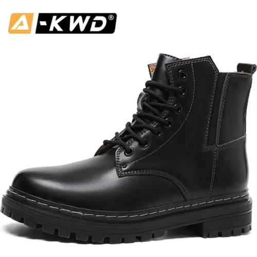 2020 Mens Winter Boots Leather Men Waterproof Shoes Warm Ankle Boots Comfortable Fashion Punk Motorcycle Male Shoes botas hombre
