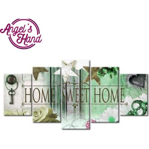 5D DIY Full diy Square&round 5pcs 5d Diamond Painting home Sweet Home Combination diamond Embroidery Mosaic Home Decor painting