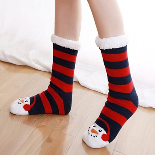 Ousefu cheap Winter Thicken Knitted Plush home Socks Women slippers Non-slip Home Floor Socks Warm Mid-calf House for slipper