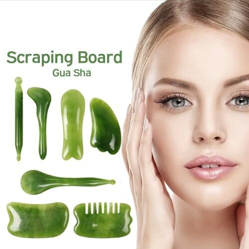 Natural Jade Quartz Guasha Jade Stone Board Massage For Face Neck Back Body Gua Sha Scrapers Board Plate Jade Face Massager Tool