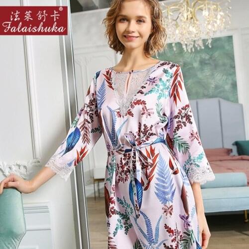Elegant Flowers 100% genuine silk women night dress Short sleeve sexy quality natural silk nightdress women sleepdress S5648