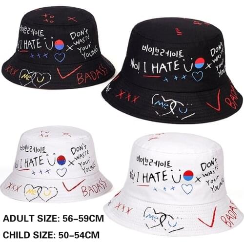 New summer unisex bucket hat foldable outdoor shade beach fisherman hats fashion parent-child hat graffiti printing wild hat