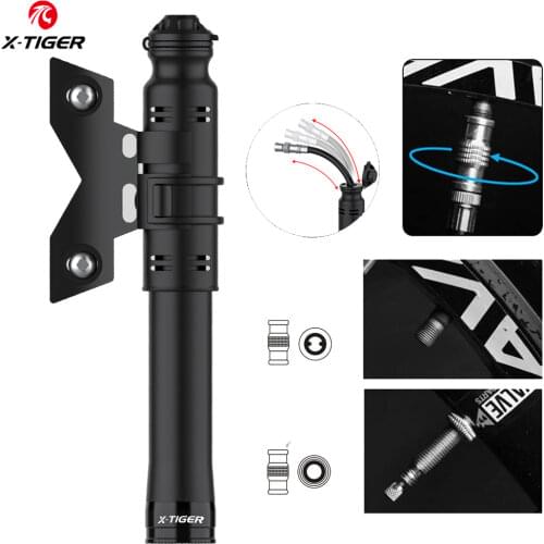 X-TIGER Mini Bike Pump Bicycle Tire Pump Portable Lightweight Bicycle Air Pump Fits Presta Schrader 100 PSI High Pressure Pump