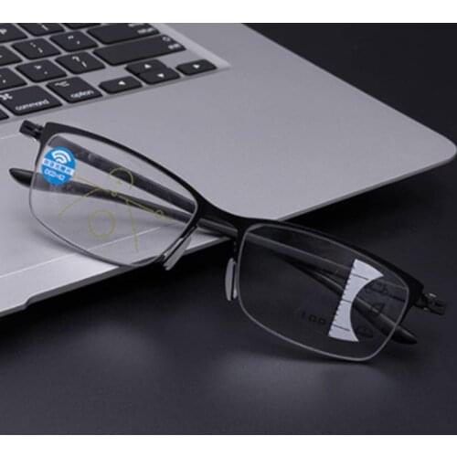 Progressive Multi Focus Reading Glasses For Men Women Alloy Anti-Blue Presbyopic Glasses