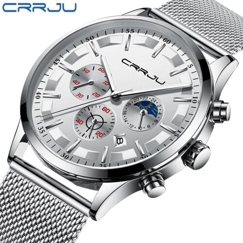 Relogio Masculino CRRJU 2019 New Fashion Top Luxury Brand Classical Sport Chronograph Quartz Watches Business Date Clock for Man