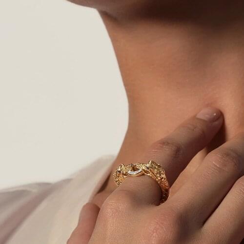 Luxury Gold Color Double Dragon Head Bit Zircon Mosaic Ring Wedding Party Engagement Finger Jewelry Mens Unisex Ring